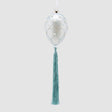 EDG Enzo De Gasperi Decorazione di Pasqua Uovo con Perle e Nappa 11x8cm Azzurro Vetro