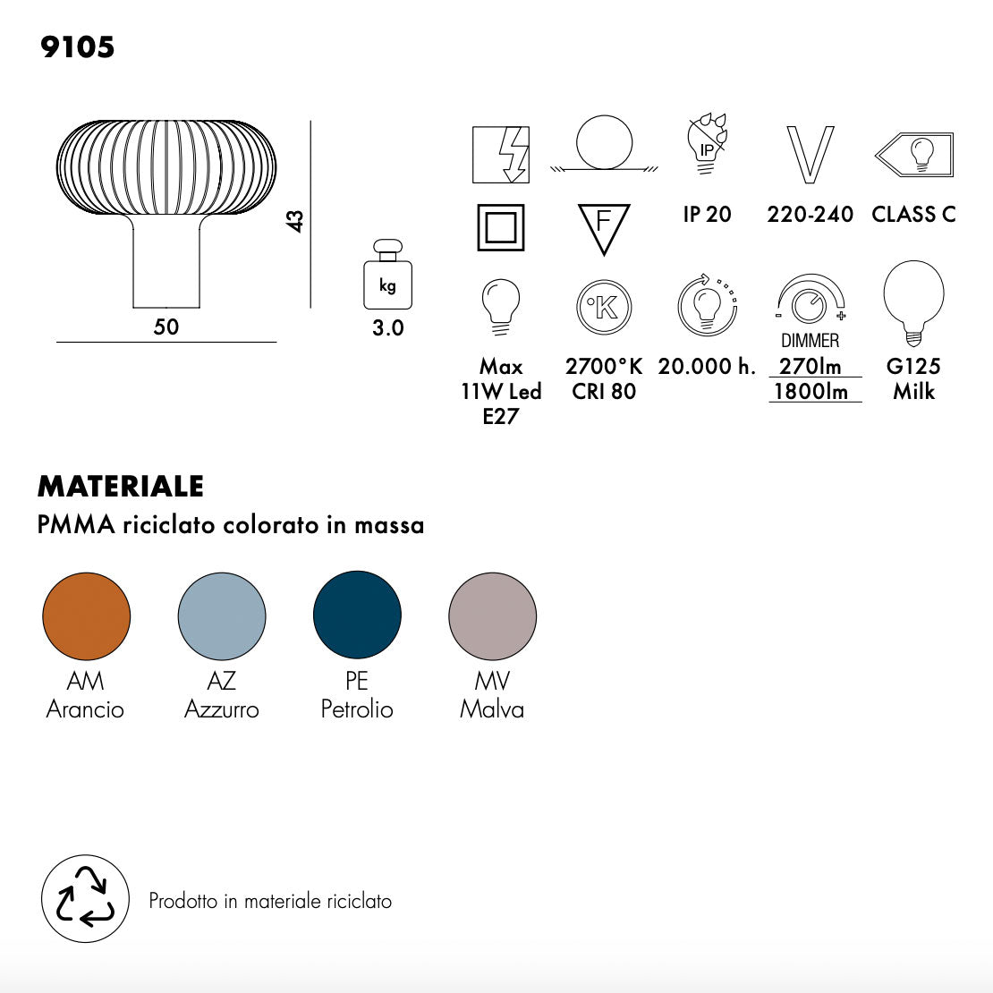 KARTELL Teresa Lampada da Tavolo Nero 43x50cm PMMA