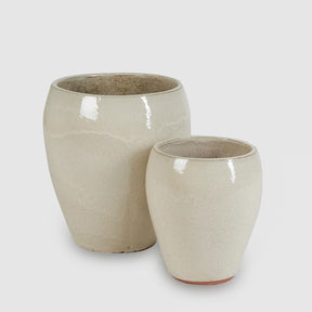 Vaso porta piante EDG in ceramica color avorio 42x37 cm