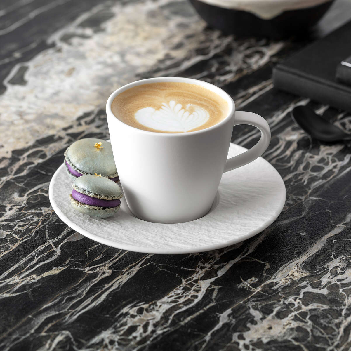 VILLEROY & BOCH Manufacture Rock Tazza Espresso 60ml con Piattino 12cm Bianco Porcellana