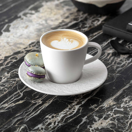 VILLEROY & BOCH Manufacture Rock Tazza Espresso 60ml con Piattino 12cm Bianco Porcellana