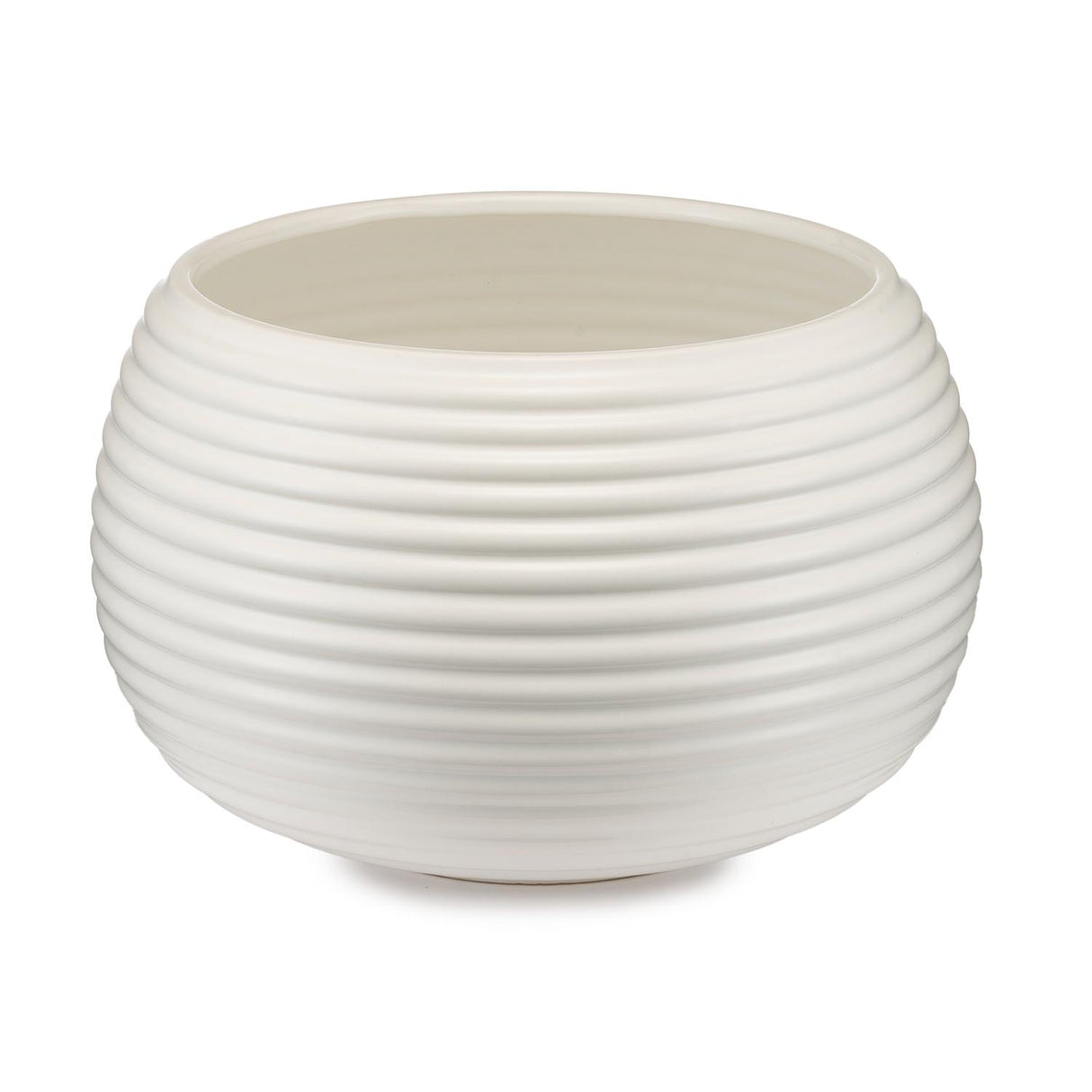 PALAIS ROYAL Vaso Porta Piante Righe 35x22cm Bianco Ceramica