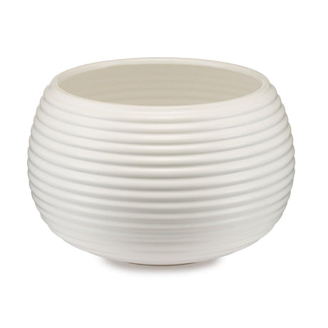 Vaso porta piante Palais Royal in ceramica bianca con righe in rilievo 35x22 cm