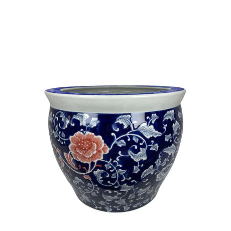 PALAIS ROYAL Vaso Porta Piante Ming 41x33cm Stile Cinese Ceramica