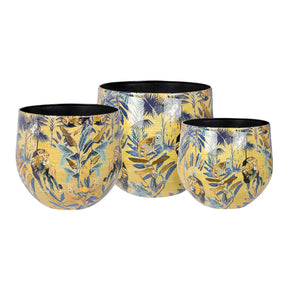 Vaso Safari Palais Royal in metallo color miele con decori foglia oro 30 cm