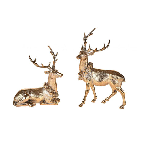 BIANCHI DINO Set 2 Renna Oro Resina 22cm Decorazione Natalizia Natale