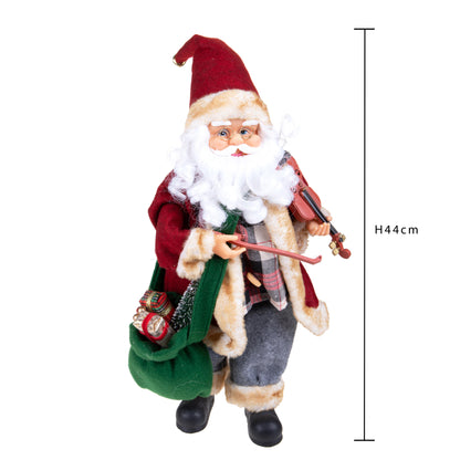 BIANCHI DINO Babbo Natale Musicale Violino 44cm Tessuto Decorazione Natale