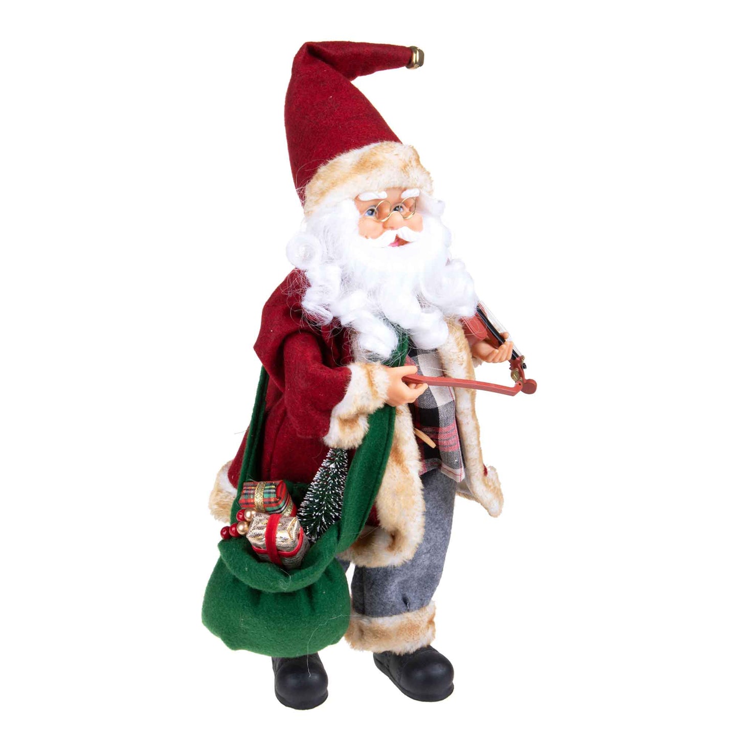BIANCHI DINO Babbo Natale Musicale Violino 44cm Tessuto Decorazione Natale
