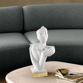 Scultura Abbraccio Bongelli Preziosi in marmorino con base oro 19 cm