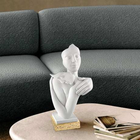 BONGELLI PREZIOSI Scultura Abbraccio 29cm Base Oro Marmorino