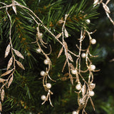 BIANCHI DINO Gold Butcher's Broom Garland Pearl Decoration Decoration 158cm Christmas