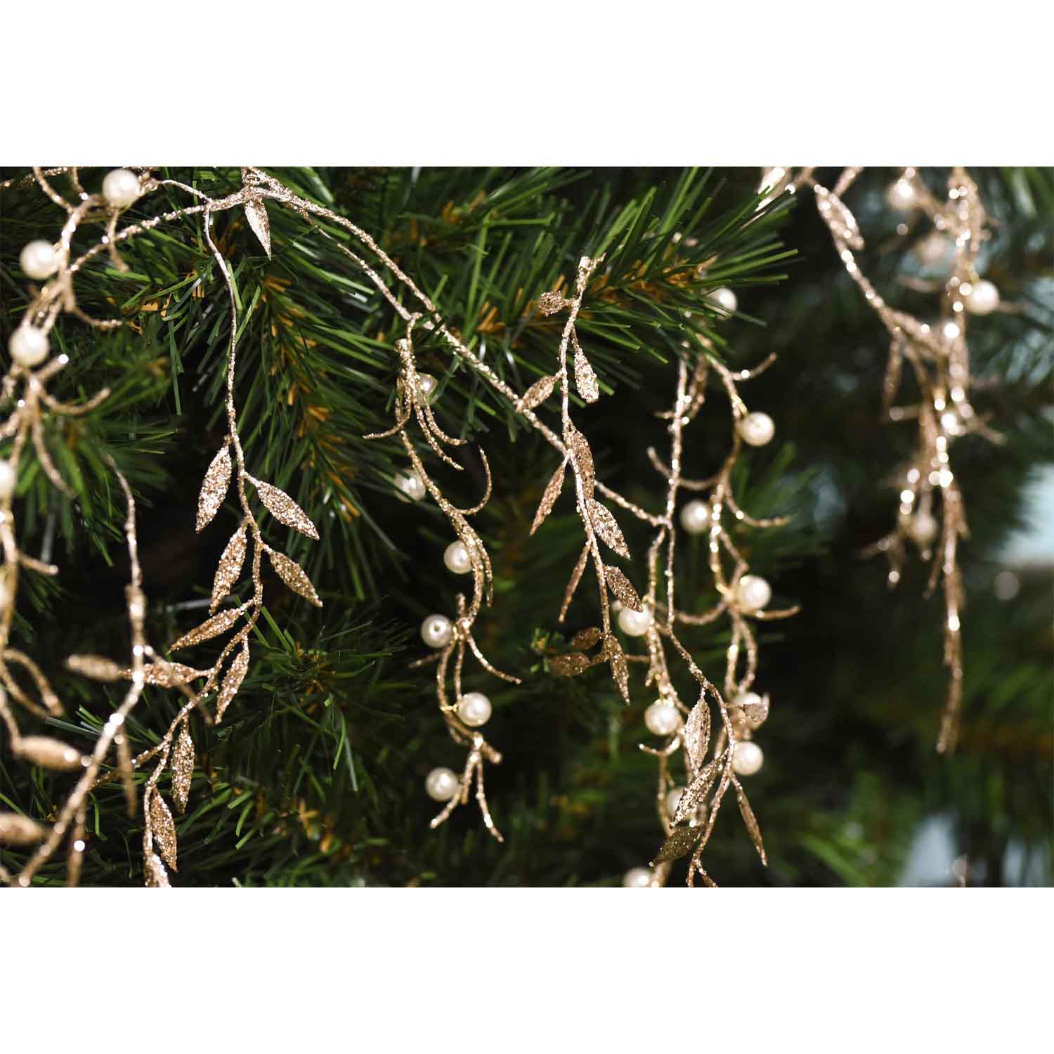 BIANCHI DINO Ghirlanda Pungitopo Oro Decorazione Addobbo Perle 158cm Natale