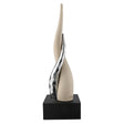 BONGELLI PREZIOSI Cornetto Corni Intrecciati Base Nera Corno Nocciola Argento 20cm Marmorino