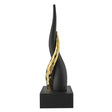 BONGELLI PREZIOSI Cornetto Corni Intrecciati Base Nera Corno Nero Oro 28cm Marmorino