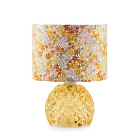 Lampada da tavolo Rayon Emò Italia in vetro ambra con paralume fiorato 22 cm
