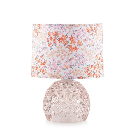EMÒ ITALIA Rayon Lampada da Tavolo in Vetro Cipria 16x22cm Paralume Fiorato