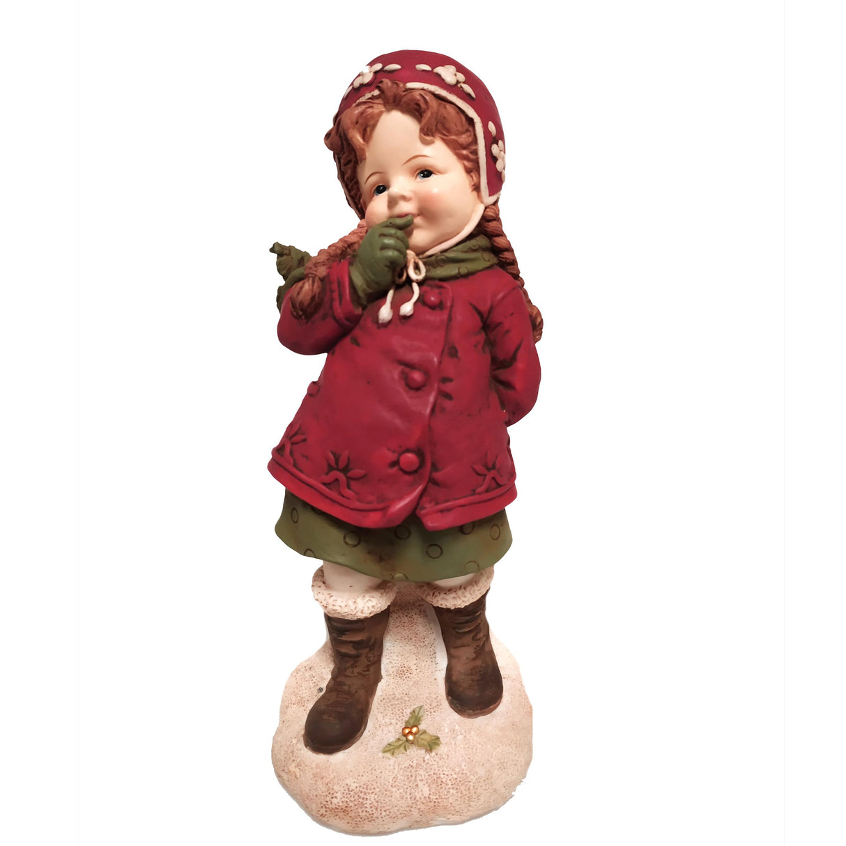 BIANCHI DINO Bambina con Trecce 25cm Resina Decorazione Natalizia