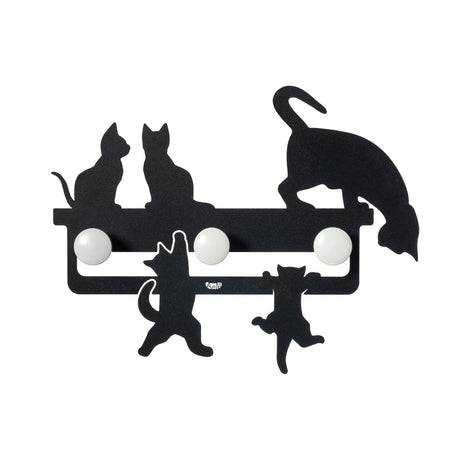ARTI & MESTIERI Piccolo Appendiabiti a Muro di Design Cattitude 44x35cm