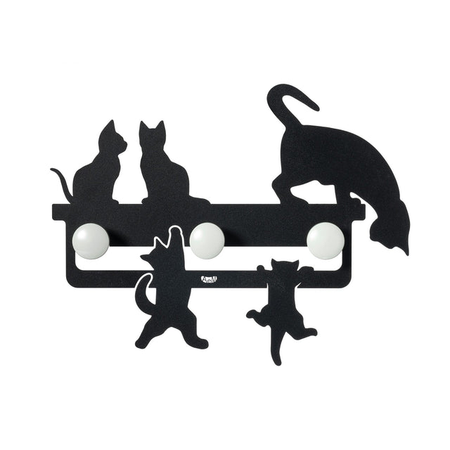 ARTI & MESTIERI Piccolo Appendiabiti a Muro di Design Cattitude 44x35cm