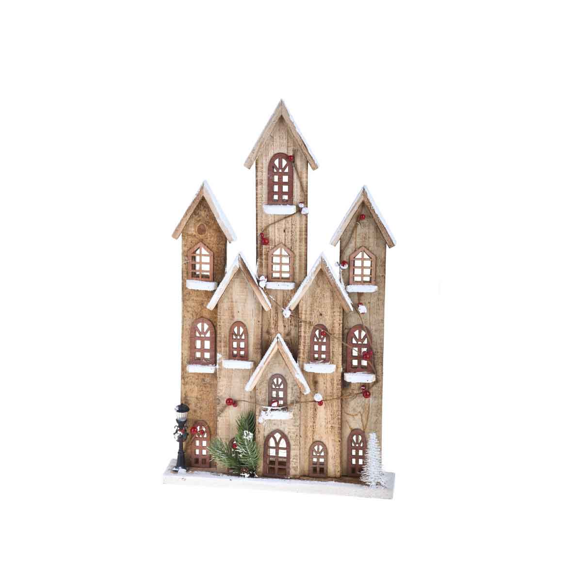 BIANCHI DINO Casetta Villaggio Innevato LED 60cm Legno Decorazione Natale