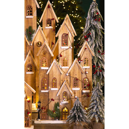 BIANCHI DINO Casetta Villaggio Innevato LED 60cm Legno Decorazione Natale