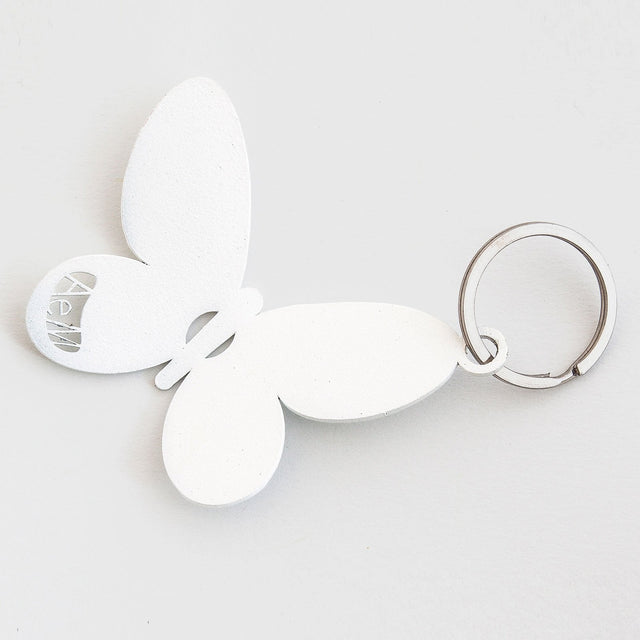 ARTI & MESTIERI Portachiavi di Design Farfalla Bianco 30x18cm