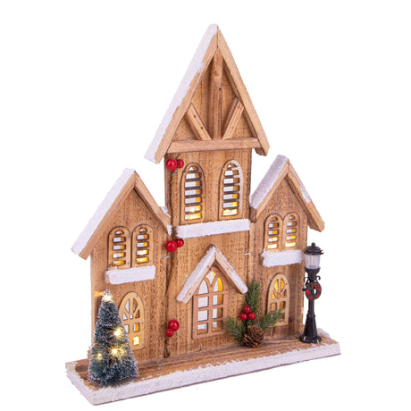 BIANCHI DINO Casetta Baita LED Paesaggio di Natale 36cm Legno Decorazione