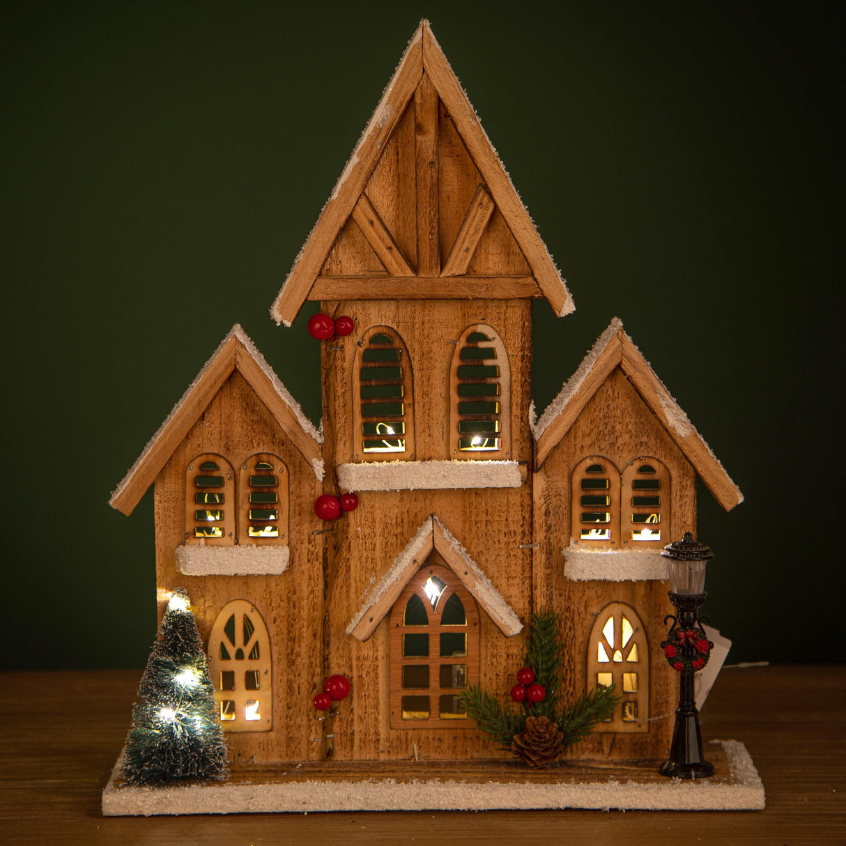 BIANCHI DINO Casetta Baita LED Paesaggio di Natale 36cm Legno Decorazione