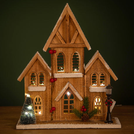 BIANCHI DINO Casetta Baita LED Paesaggio di Natale 36cm Legno Decorazione
