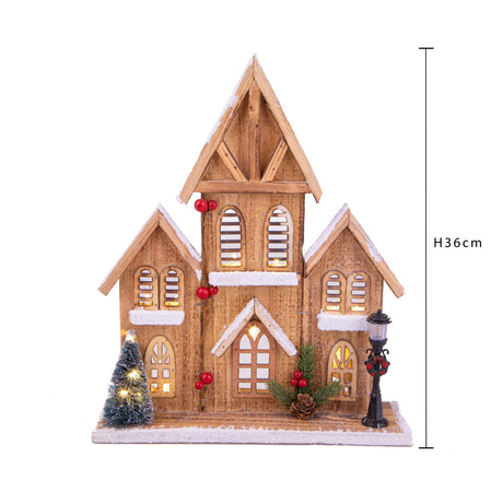 BIANCHI DINO Casetta Baita LED Paesaggio di Natale 36cm Legno Decorazione