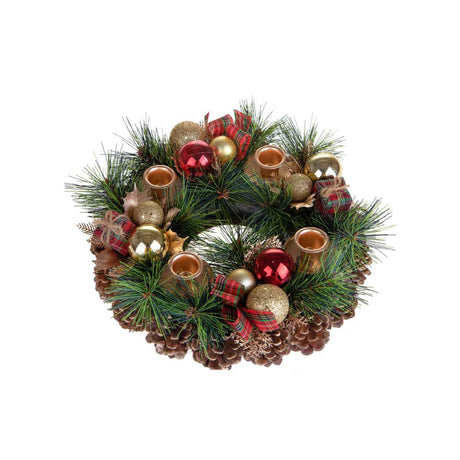BIANCHI DINO Porta Candele Avvento  Scozzese 30cm Decorazione Natale