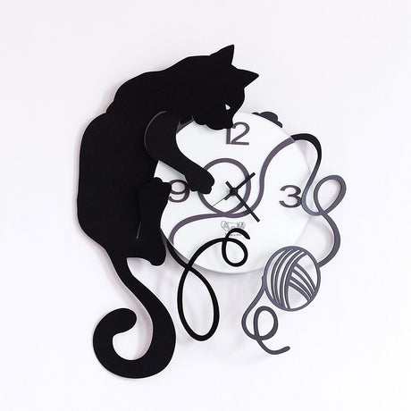 ARTI & MESTIERI Orologio da Parete Particolare Gatto Gomitolo 35x43cm