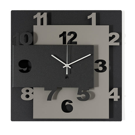 ARTI & MESTIERI Orologio da Parete Moderno Ziggurat Nero Fango e Nero 40x8cm