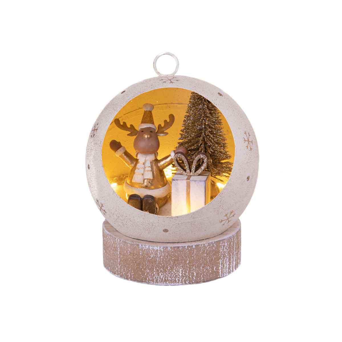 BIANCHI DINO Sfera Renna Decorazione Natalizia Metallo 11cm LED Natale