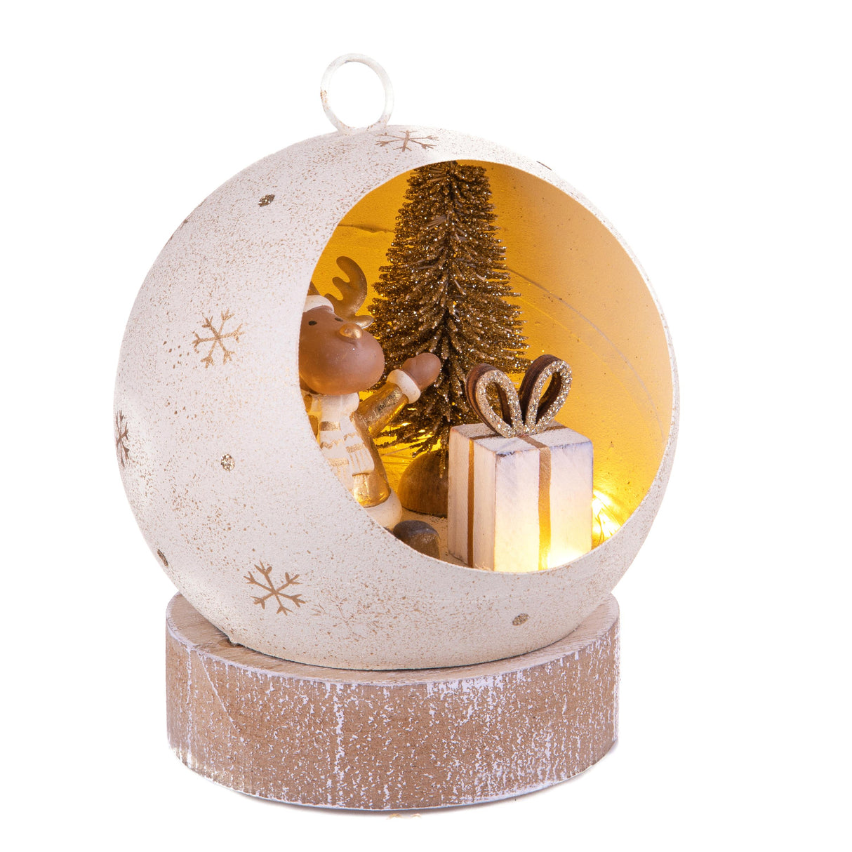 BIANCHI DINO Sfera Renna Decorazione Natalizia Metallo 11cm LED Natale
