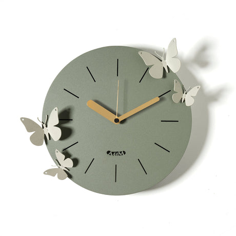ARTI & MESTIERI Orologio Con Farfalle Battito D'Ali Giada Avorio 30x30cm