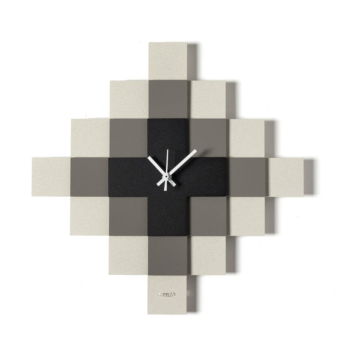 ARTI & MESTIERI Orologio di Design Geometrico Mosaico Avorio Fango Nero 35x35cm