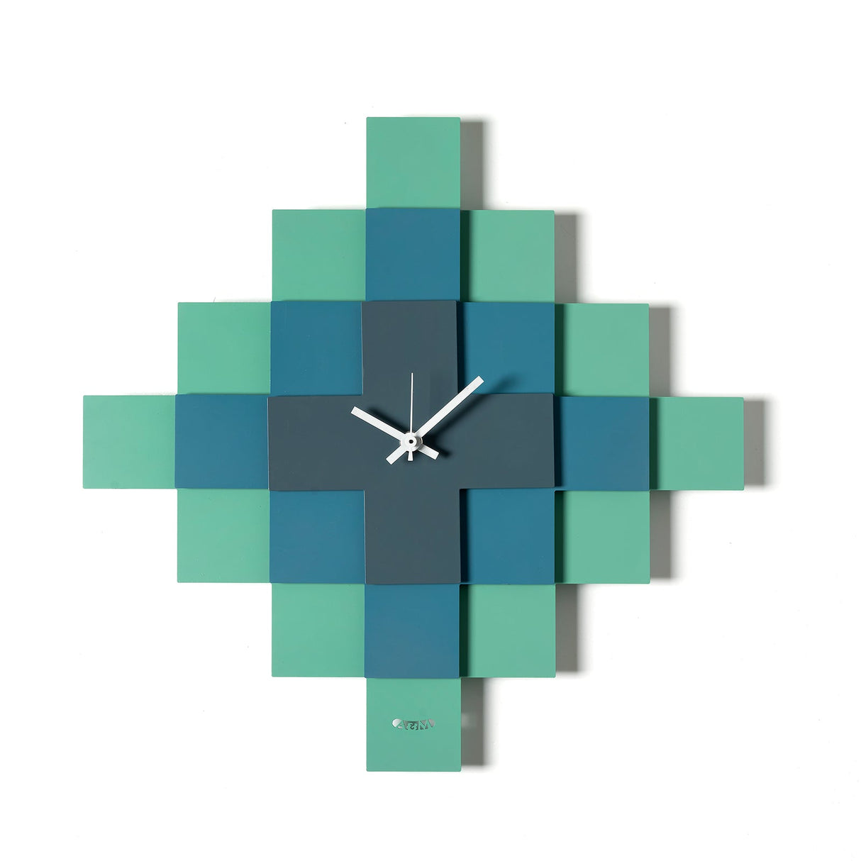 ARTI & MESTIERI Orologio di Design Geometrico Mosaico Verde Acqua Blu Oltremare Petrolio 35x35cm