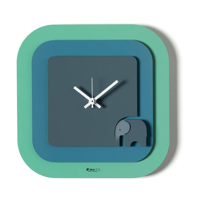 ARTI & MESTIERI Orologio da Parete Moderno Tino Verde Acqua Blu Oltremare Petrolio 24x24cm