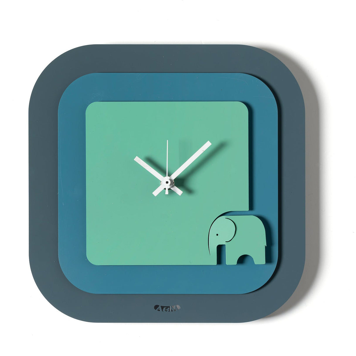 ARTI & MESTIERI Orologio da Parete Moderno Tino Petrolio Blu Oltremare Verde Acqua 24x24cm
