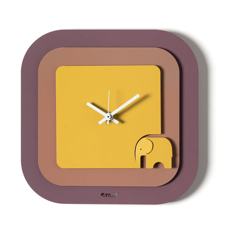 ARTI & MESTIERI Orologio da Parete Moderno Tino 24x24cm Viola Ametista Mocha Mousse Ocra