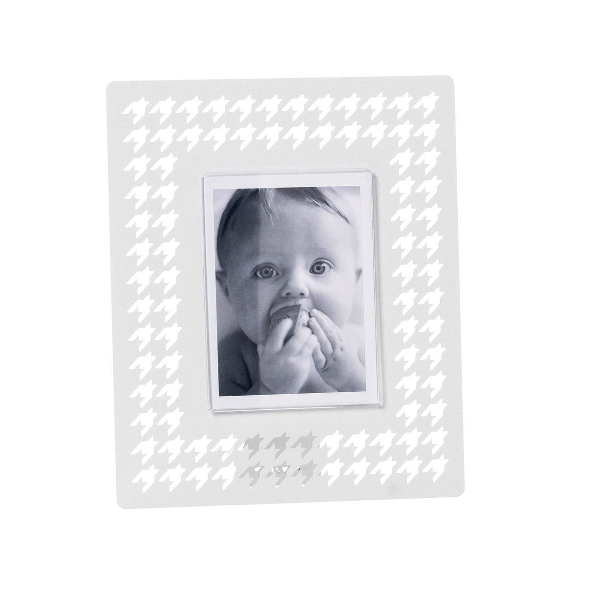 ARTI & MESTIERI Portafoto di Design Pied De Poule Piccolo Bianco Marmo 22,3x18,5cm