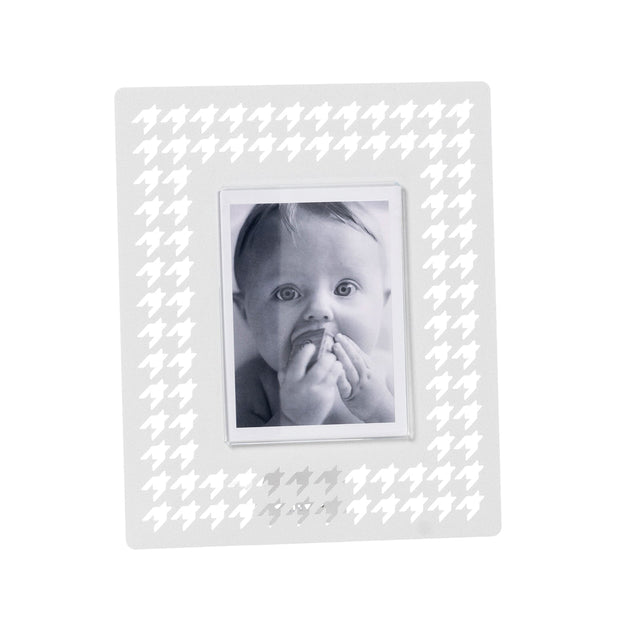 ARTI & MESTIERI Portafoto di Design Pied De Poule Piccolo Bianco Marmo 22,3x18,5cm