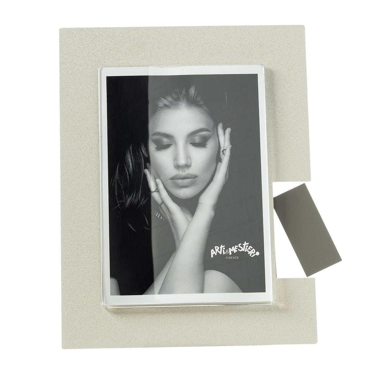 ARTI & MESTIERI Portafoto di Design Bliko Grande Avorio Fango 24,5x19,5cm