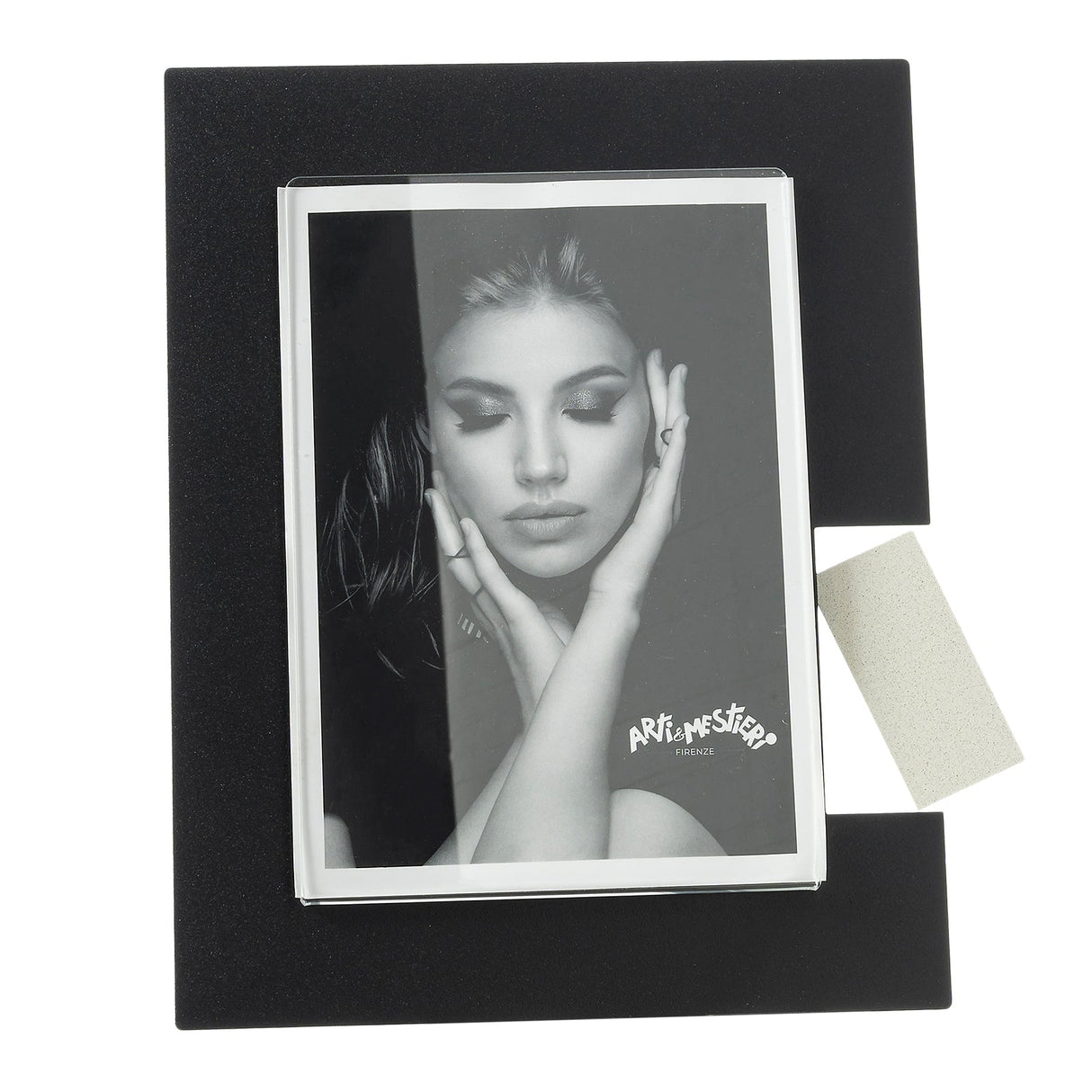 ARTI & MESTIERI Portafoto di Design Bliko Grande Nero Avorio 24,5x19,5cm