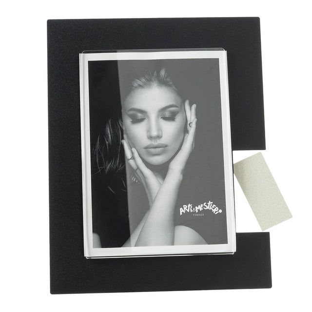 ARTI & MESTIERI Portafoto di Design Bliko Grande Nero Avorio 24,5x19,5cm