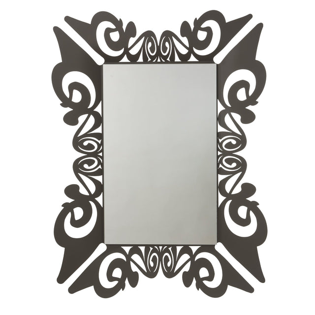 ARTI & MESTIERI Specchio da Parete Decorato Vanity Nero 100x80cm