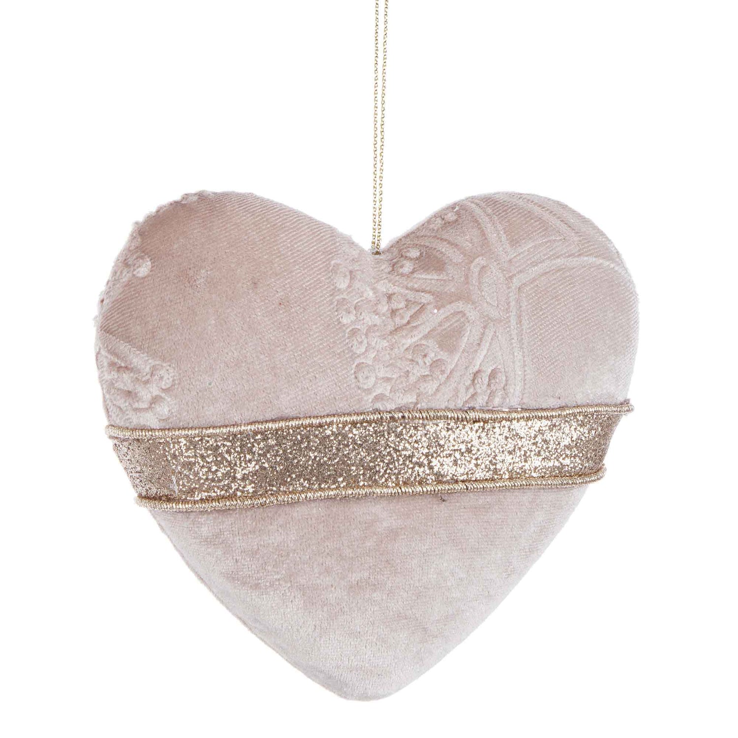 BIZZOTTO Pendaglio Addobbo Cuore Rosa Tessuto Delicta 11cm Decorazione Natale