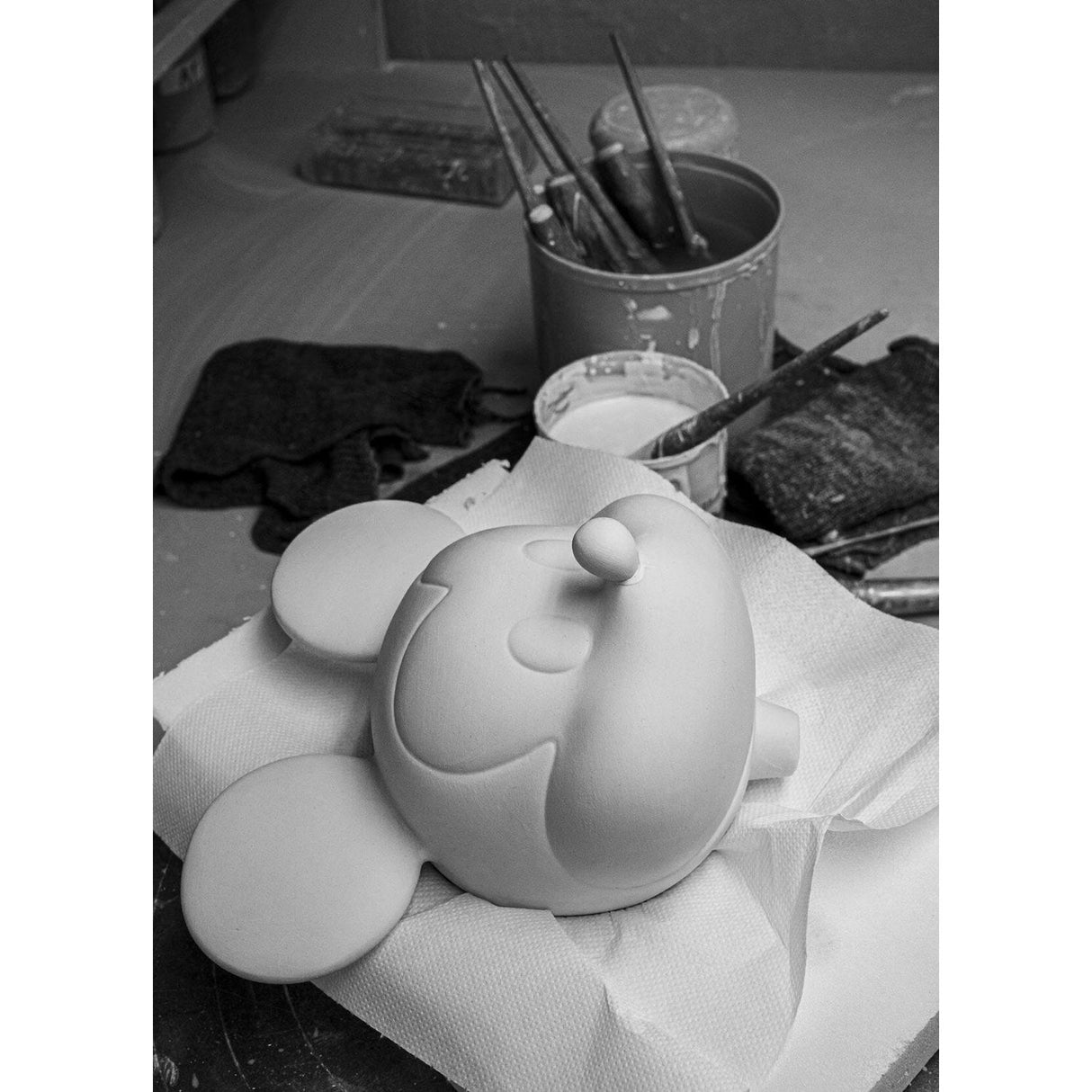 Lladró Scultura Mickey in Black And White 31x17cm Porcellana