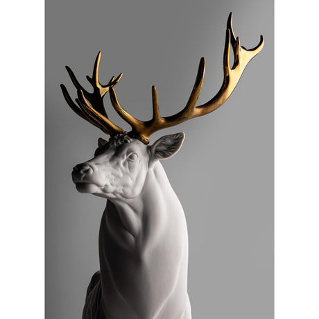 Lladró Scultura Cervo Bianco Rame 52x41cm Porcellana